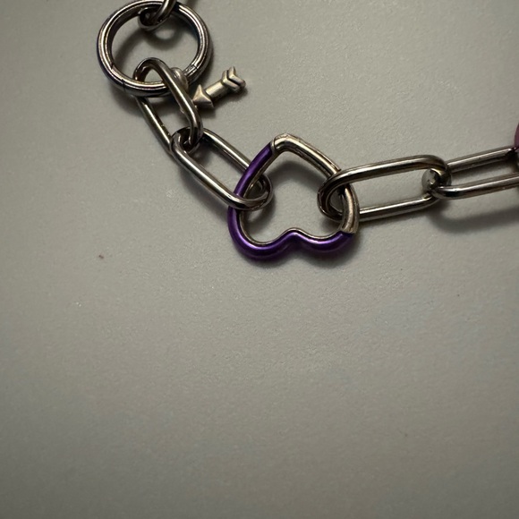 New Pandora sterling silver ruthenium me bracelet with charms - Picture 4 of 10